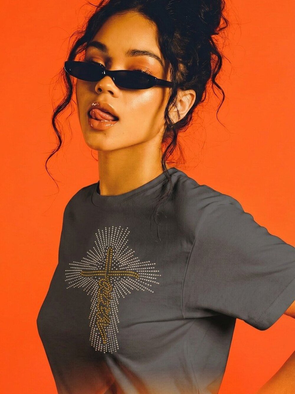 Eye Candy T Shirt With Animal Print Cross